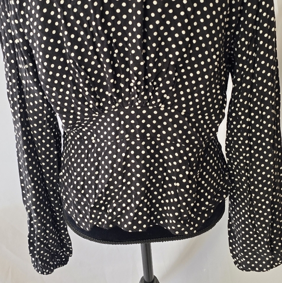 Free People love street women M polka dot long sleeve button down whimsigoth - Picture 11 of 12